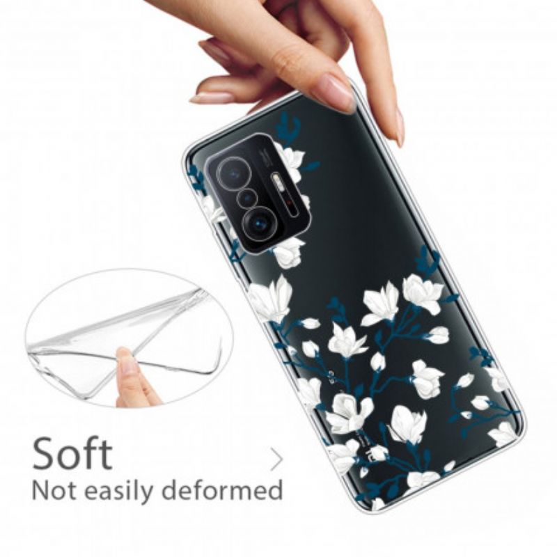 Hoesje Xiaomi Mi 11t / 11t Pro Witte Bloemen Bescherming Hoesje