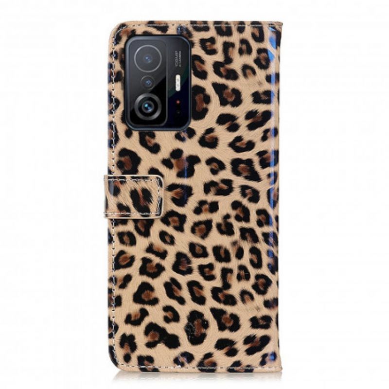 Leren Hoesje Voor Xiaomi Mi 11t / 11t Pro Eenvoudige Leopard