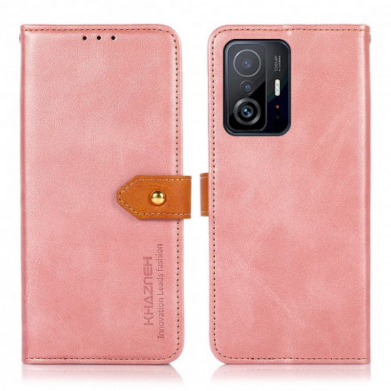 Leren Hoesje Voor Xiaomi Mi 11t / 11t Pro Tweekleurige Gouden Sluiting Khazneh