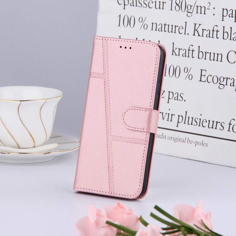 Leren Hoesje Xiaomi Mi 11t / 11t Pro Bandjes Met Geo-lederen Effect Bescherming Hoesje