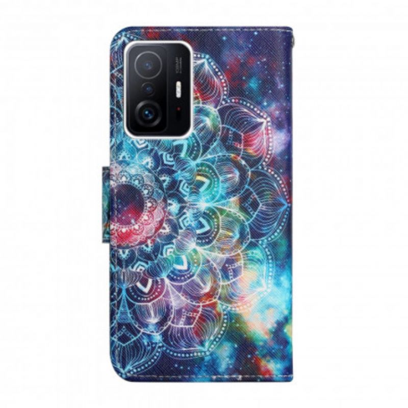 Leren Hoesje Xiaomi Mi 11t / 11t Pro Flitsende Mandala Met Halve Bandjes Bescherming Hoesje