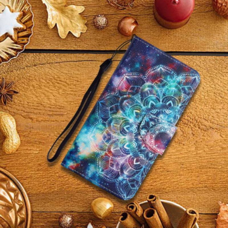 Leren Hoesje Xiaomi Mi 11t / 11t Pro Flitsende Mandala Met Halve Bandjes Bescherming Hoesje