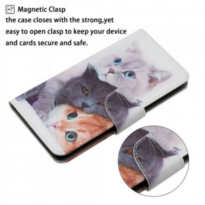 Leren Hoesje Xiaomi Mi 11t / 11t Pro Stapel Kattenriem Bescherming Hoesje