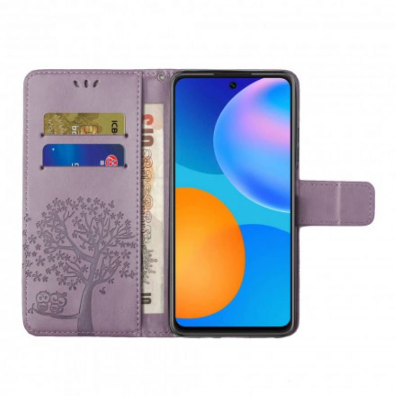 Leren Hoesje Xiaomi Mi 11t / 11t Pro String Boom En Uilen Bescherming Hoesje