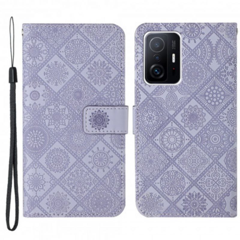 Leren Hoesje Xiaomi Mi 11t / 11t Pro Tapijtpatroon Bescherming Hoesje