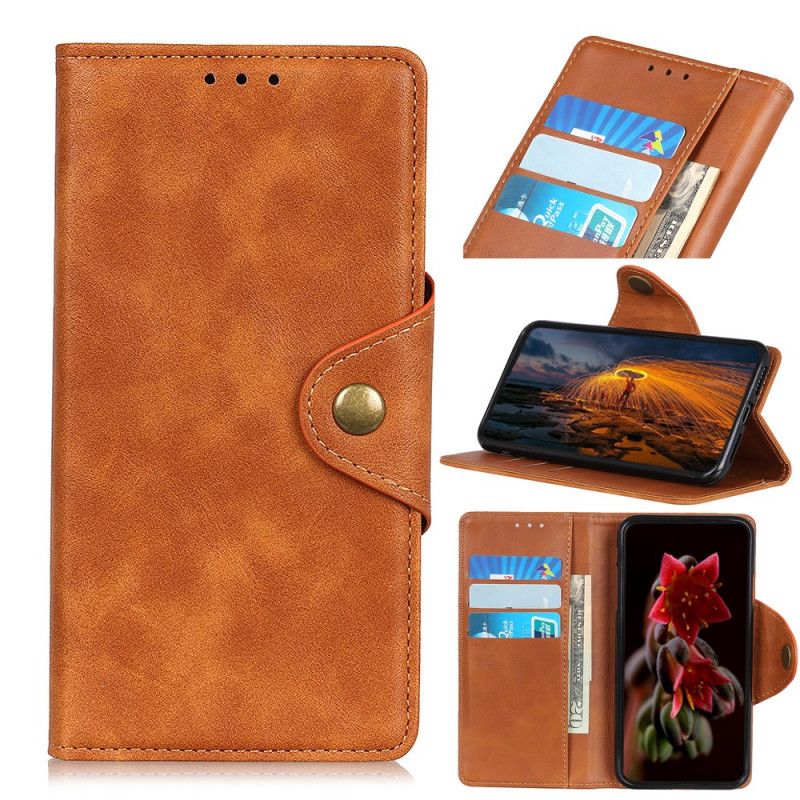 Cover Folio-hoesje Xiaomi Mi Note 10 / 10 Pro Rood Zwart Telefoonhoesje Vintage Kunstleer En Knoop