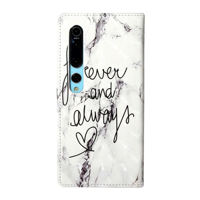 Cover Folio-hoesje Xiaomi Mi Note 10 / 10 Pro Telefoonhoesje Lichtvlek Marmer Forever & Always