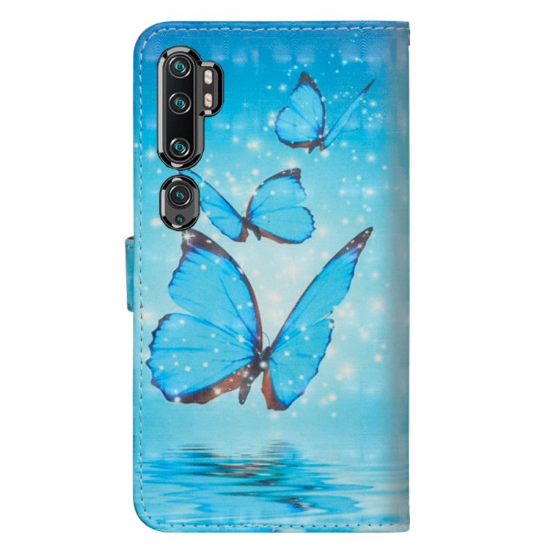 Cover Folio-hoesje Xiaomi Mi Note 10 / 10 Pro Telefoonhoesje Vliegende Blauwe Vlinders