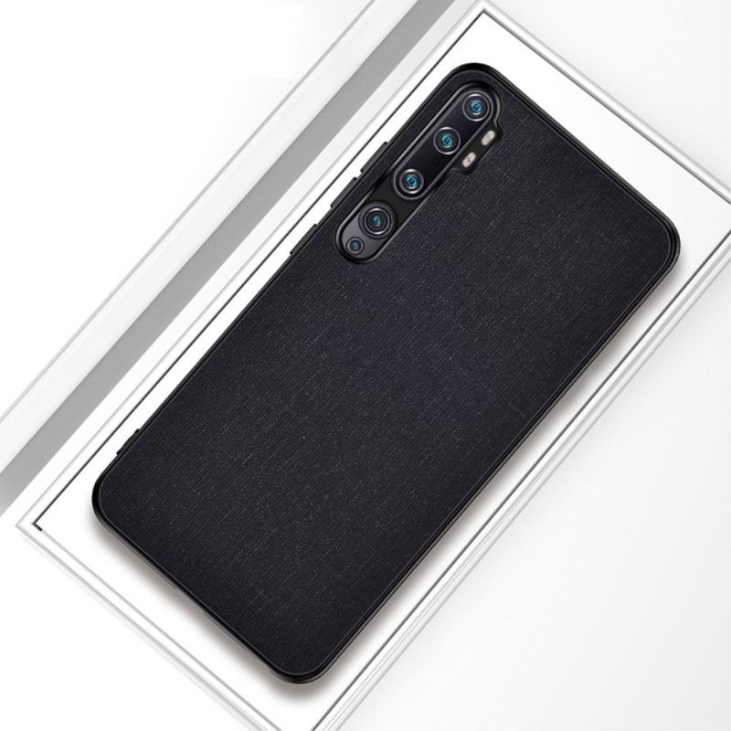 Cover Hoesje Xiaomi Mi Note 10 / 10 Pro Grijs Zwart Telefoonhoesje Stof Textuur