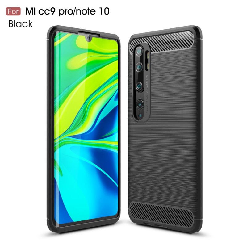 Cover Hoesje Xiaomi Mi Note 10 / 10 Pro Rood Zwart Telefoonhoesje Geborsteld Koolstofvezel