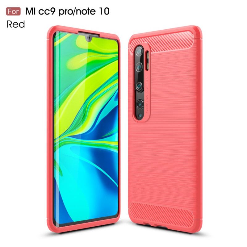 Cover Hoesje Xiaomi Mi Note 10 / 10 Pro Rood Zwart Telefoonhoesje Geborsteld Koolstofvezel