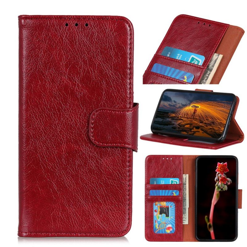 Flip Case Leren Xiaomi Mi Note 10 / 10 Pro Oranje Zwart Gespleten Nappaleer