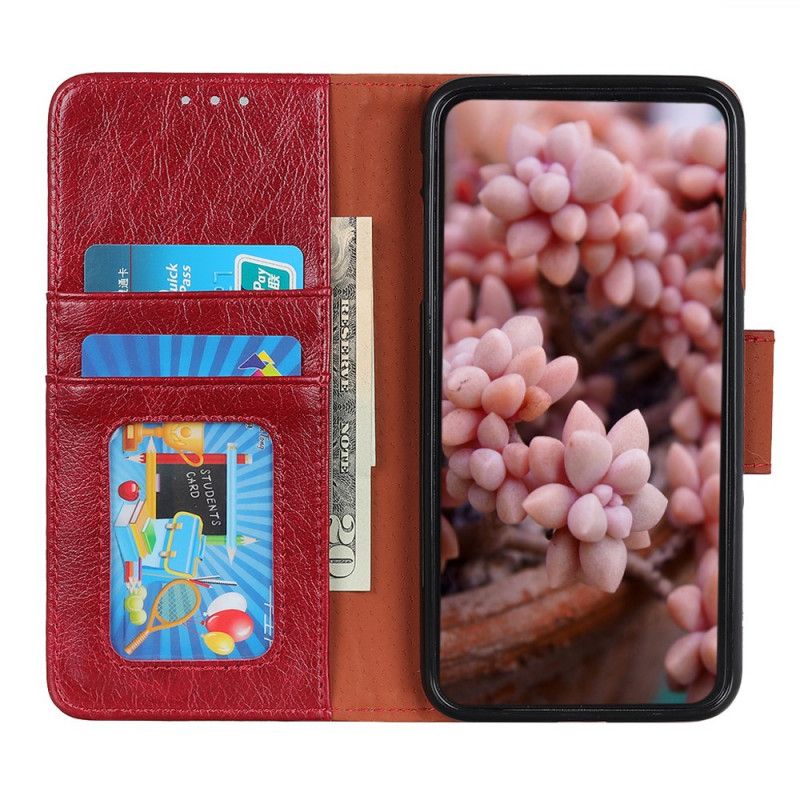 Flip Case Leren Xiaomi Mi Note 10 / 10 Pro Oranje Zwart Gespleten Nappaleer