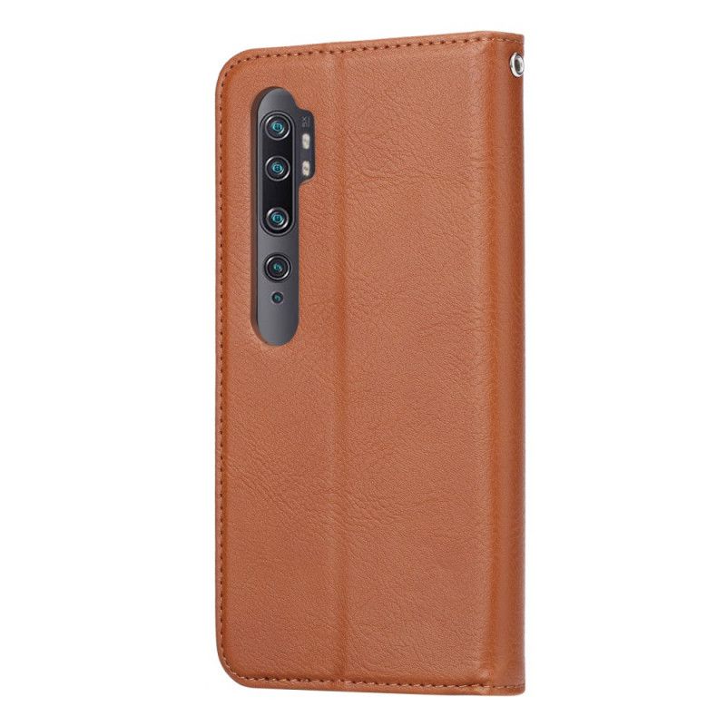 Folio-hoesje voor Xiaomi Mi Note 10 / 10 Pro Donkerrood Zwart Kaarthouder Van Imitatieleer