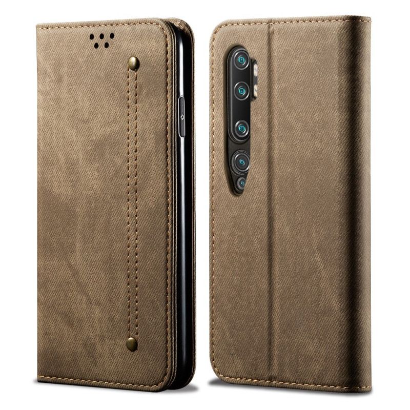 Folio-hoesje Xiaomi Mi Note 10 / 10 Pro Donkerblauw Zwart Telefoonhoesje Jeansstof