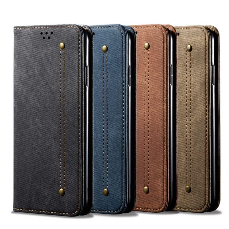 Folio-hoesje Xiaomi Mi Note 10 / 10 Pro Donkerblauw Zwart Telefoonhoesje Jeansstof