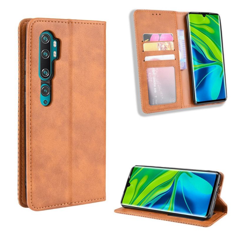 Folio-hoesje Xiaomi Mi Note 10 / 10 Pro Rood Zwart Gestileerd Vintage Leereffect