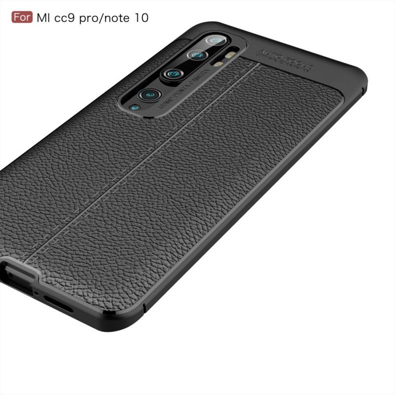 Hoesje voor Xiaomi Mi Note 10 / 10 Pro Rood Zwart Dubbellijns Lychee Leereffect