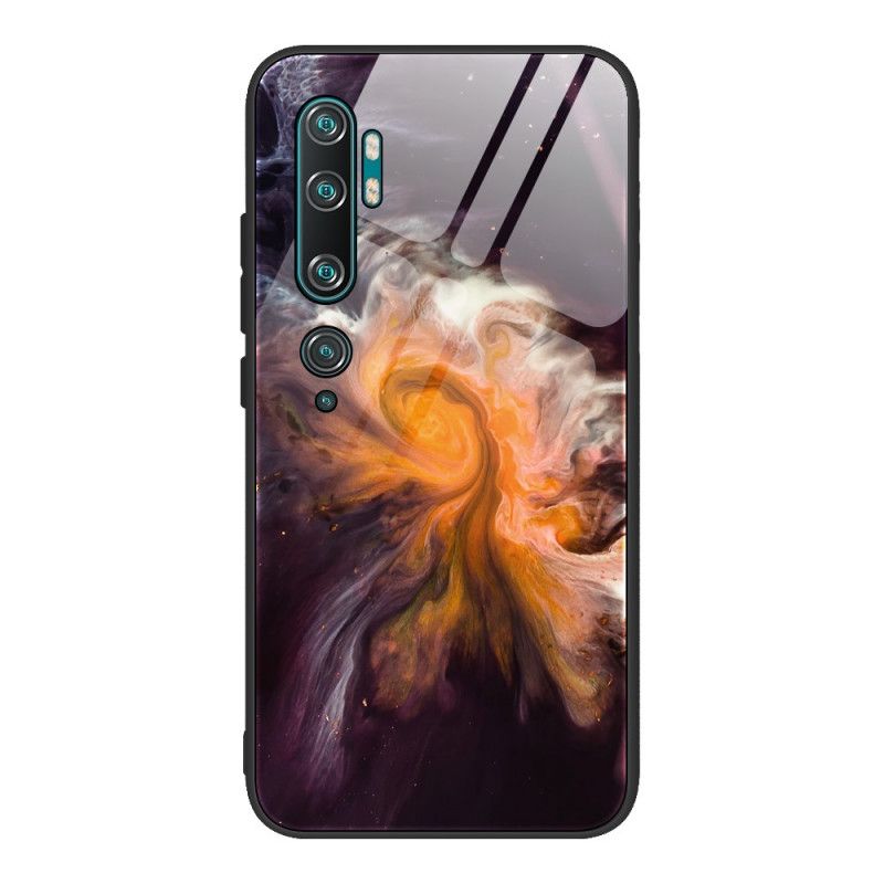 Hoesje Xiaomi Mi Note 10 / 10 Pro Oranje Roze Marmeren Kleuren Gehard Glas