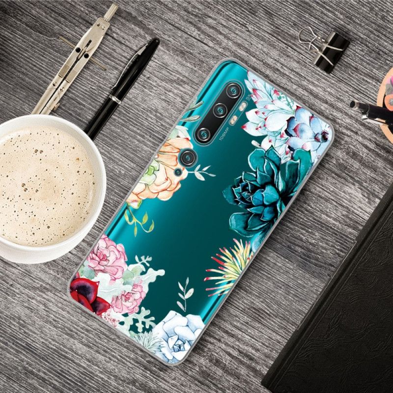 Hoesje Xiaomi Mi Note 10 / 10 Pro Transparante Aquarelbloemen