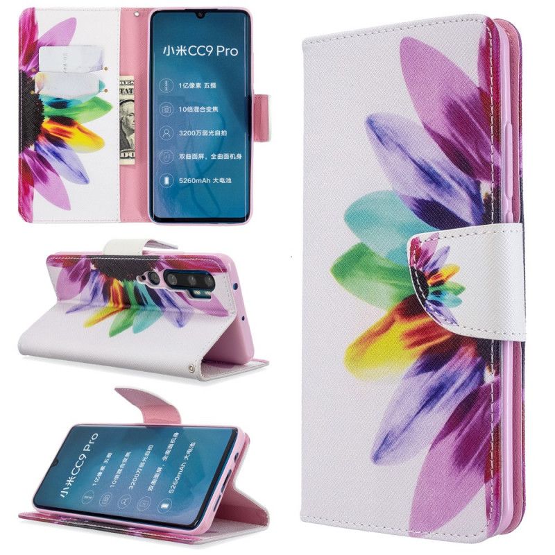 Leren Hoesje Xiaomi Mi Note 10 / 10 Pro Aquarelbloem