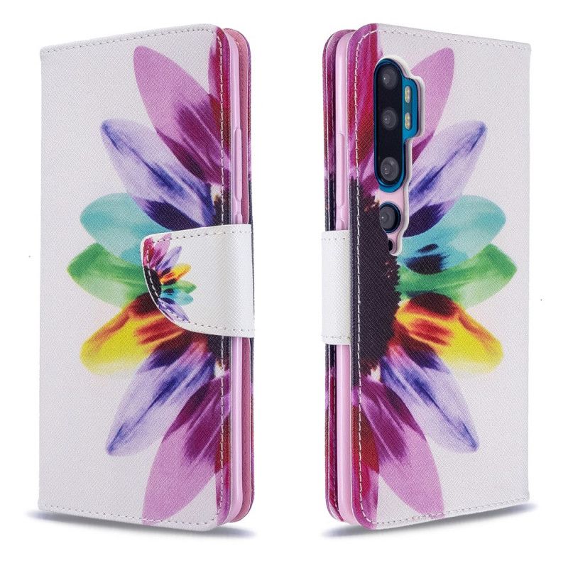 Leren Hoesje Xiaomi Mi Note 10 / 10 Pro Aquarelbloem