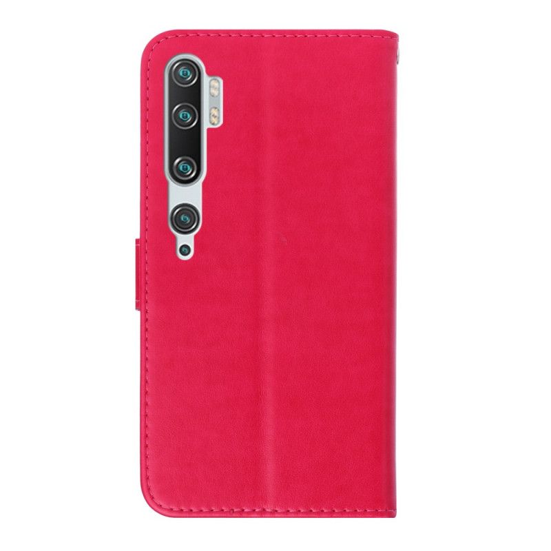 Leren Hoesje Xiaomi Mi Note 10 / 10 Pro Cyaan Magenta Telefoonhoesje Vlinderhanger