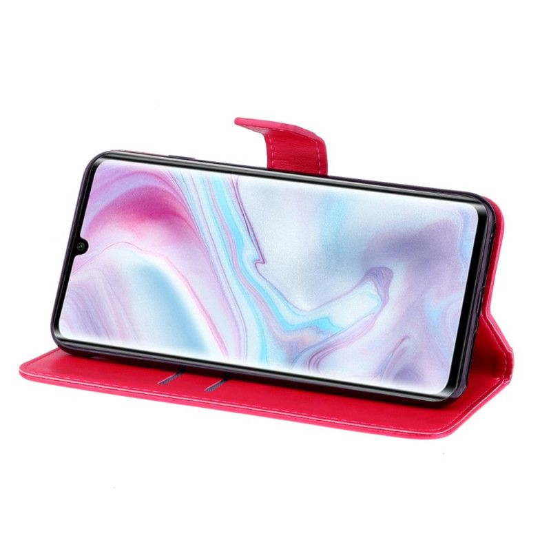 Leren Hoesje Xiaomi Mi Note 10 / 10 Pro Cyaan Magenta Telefoonhoesje Vlinderhanger