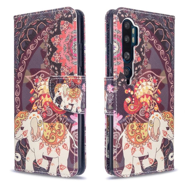 Leren Hoesje Xiaomi Mi Note 10 / 10 Pro Indische Olifanten