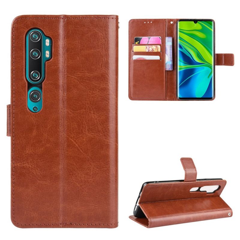 Leren Hoesje Xiaomi Mi Note 10 / 10 Pro Rood Zwart Flitsend Kunstleer