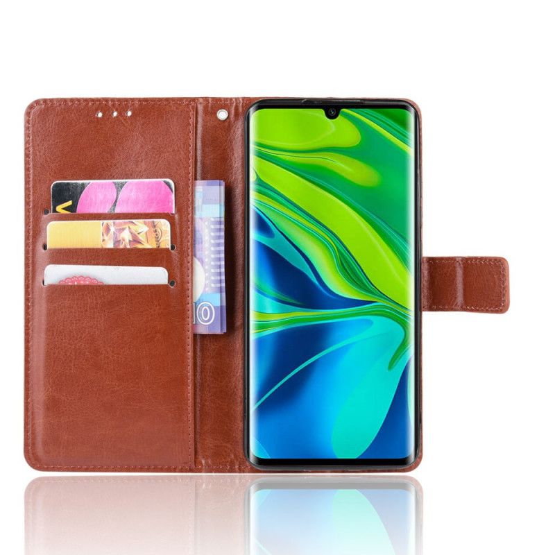 Leren Hoesje Xiaomi Mi Note 10 / 10 Pro Rood Zwart Flitsend Kunstleer