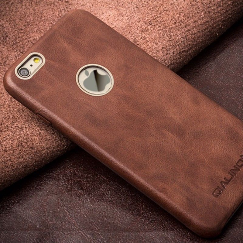 Cover Hoesje iPhone 6 / 6S Plus Bruin Telefoonhoesje Echt Leer - Qialino