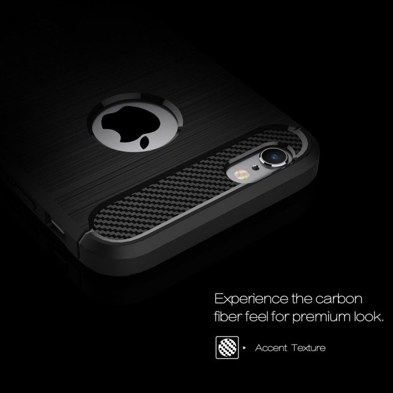 Cover Hoesje iPhone 6 / 6S Plus Grijs Zwart Telefoonhoesje Geborsteld Koolstofvezel
