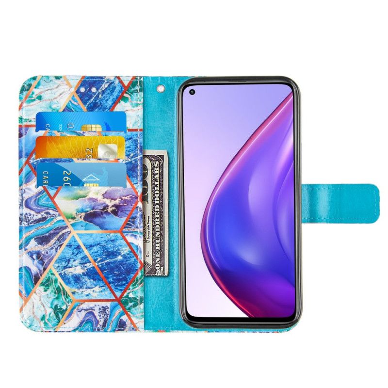 Cover Folio-hoesje Xiaomi Mi 11 Lichtblauw Donkerblauw Telefoonhoesje Geometrisch Marmer