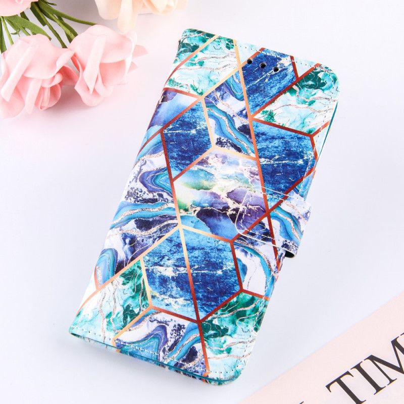 Cover Folio-hoesje Xiaomi Mi 11 Lichtblauw Donkerblauw Telefoonhoesje Geometrisch Marmer