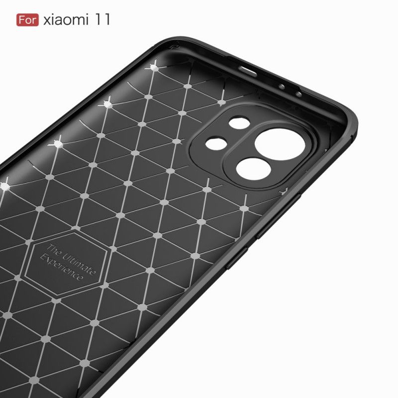 Cover Hoesje Xiaomi Mi 11 Rood Zwart Telefoonhoesje Geborsteld Koolstofvezel