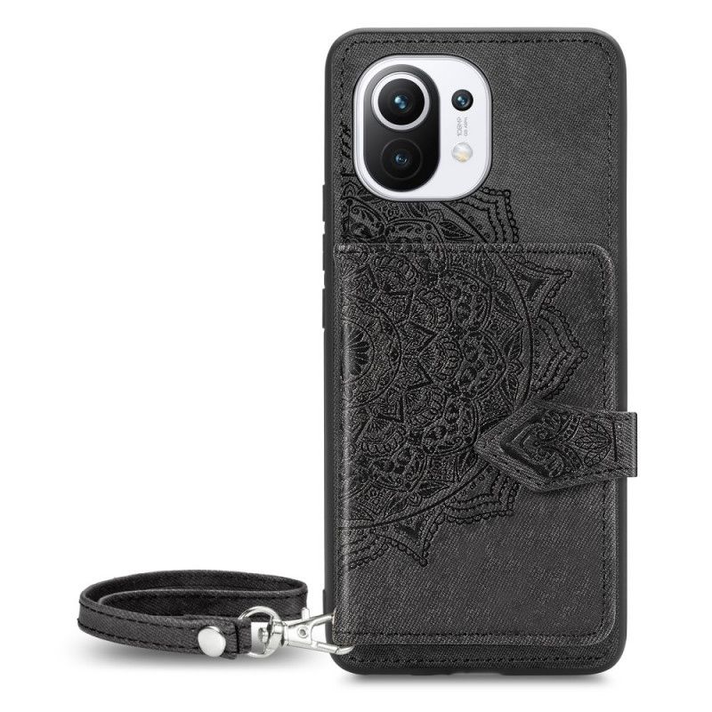 Hoesje Xiaomi Mi 11 Grijs Zwart Multifunctionele Mandala-Print