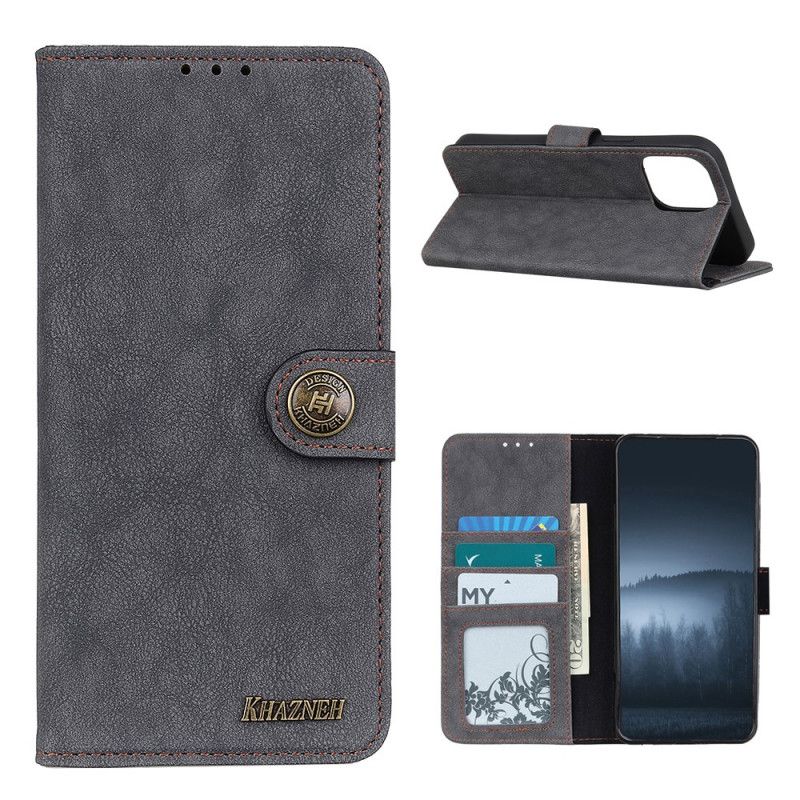 Leren Hoesje voor Xiaomi Mi 11 Donkerblauw Zwart Retro Khazneh Splitleer