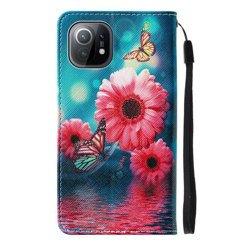 Leren Hoesje Xiaomi Mi 11 Bloemen En Vlinders