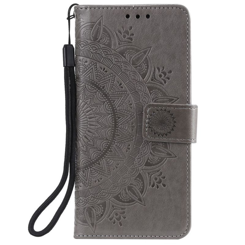 Leren Hoesje Xiaomi Mi 11 Rood Grijs Telefoonhoesje Zon Mandala