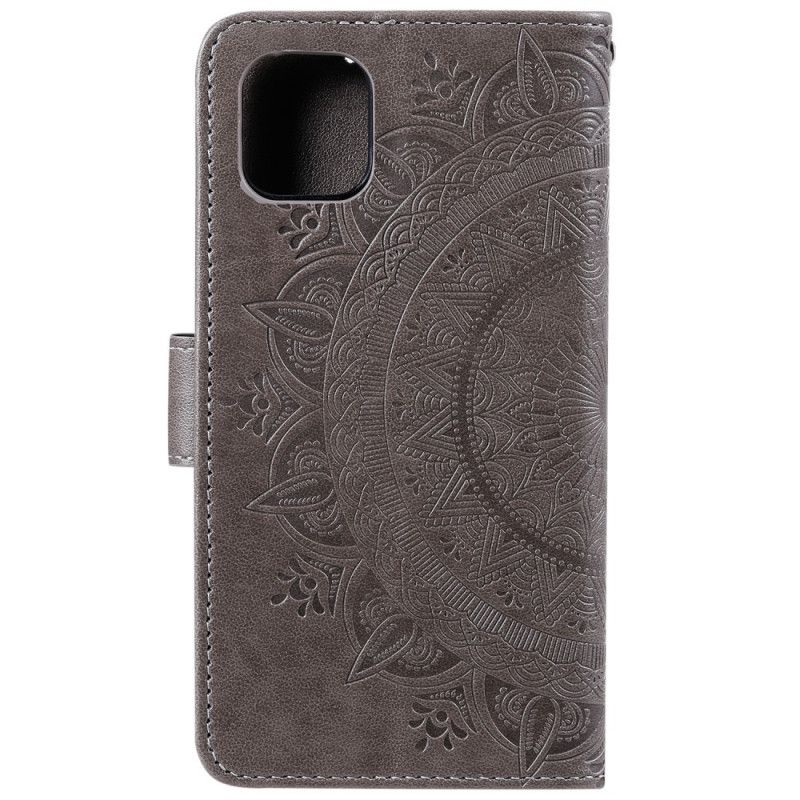 Leren Hoesje Xiaomi Mi 11 Rood Grijs Telefoonhoesje Zon Mandala