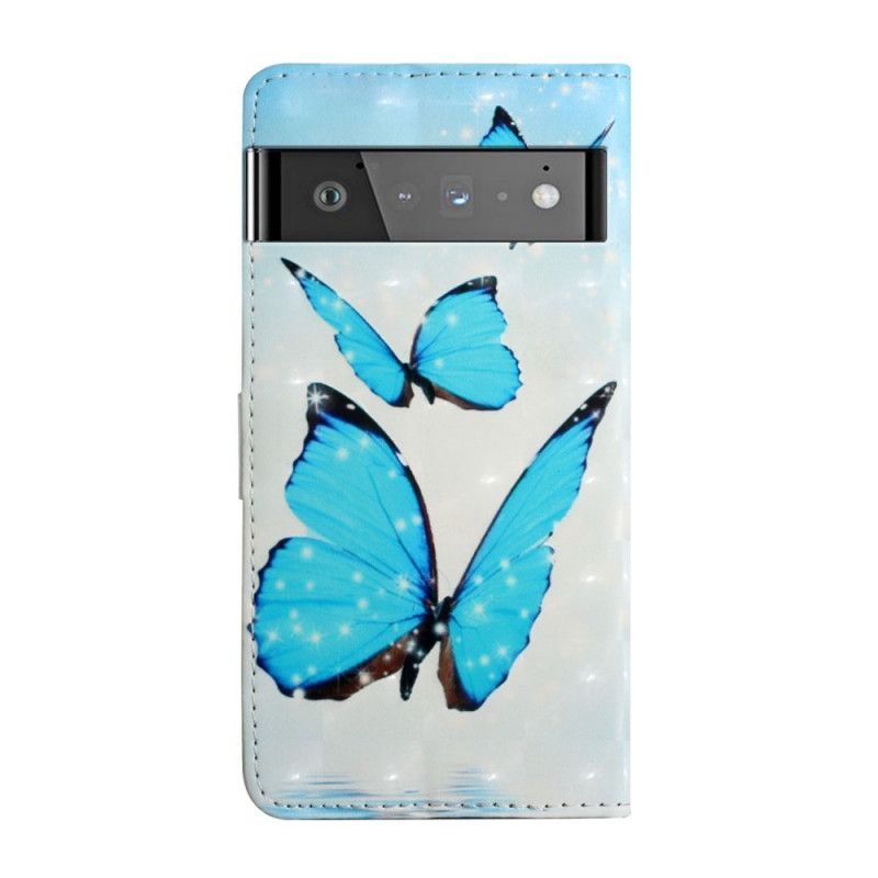 Bescherming Hoesje Google Pixel 6 Vliegende Blauwe Vlinders