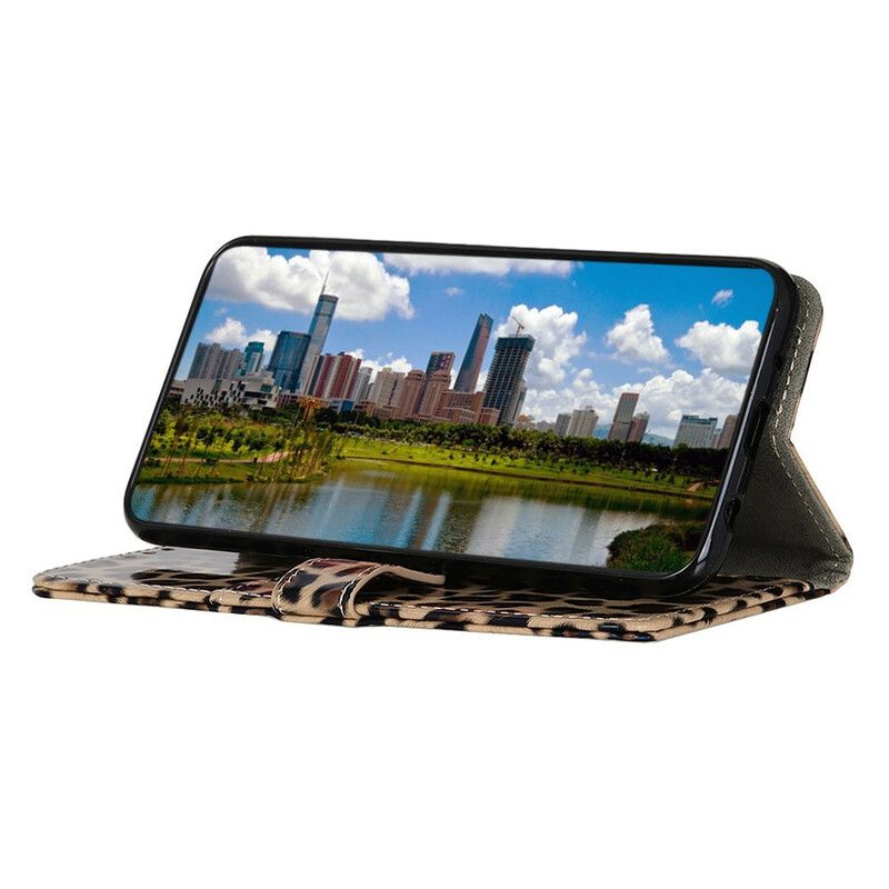 Flip Case Leren Google Pixel 6 Eenvoudige Leopard