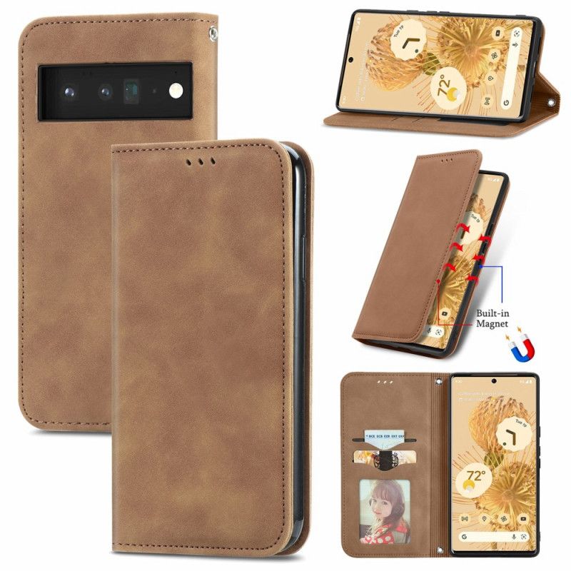 Folio-hoesje Google Pixel 6 Skin-touch Vintage Design