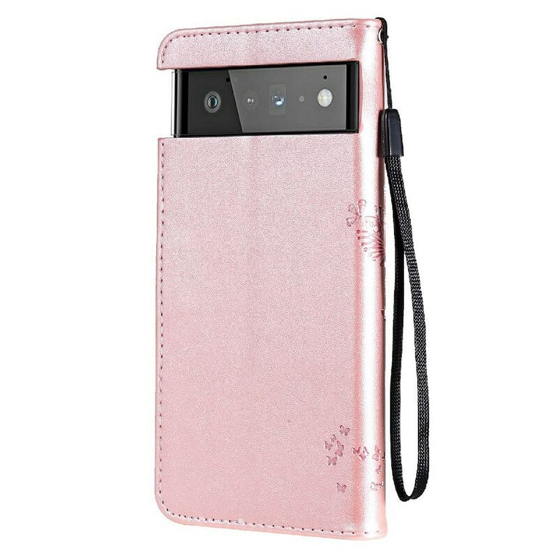 Folio-hoesje Google Pixel 6 Telefoonhoesje Boom En Strappy Kitten