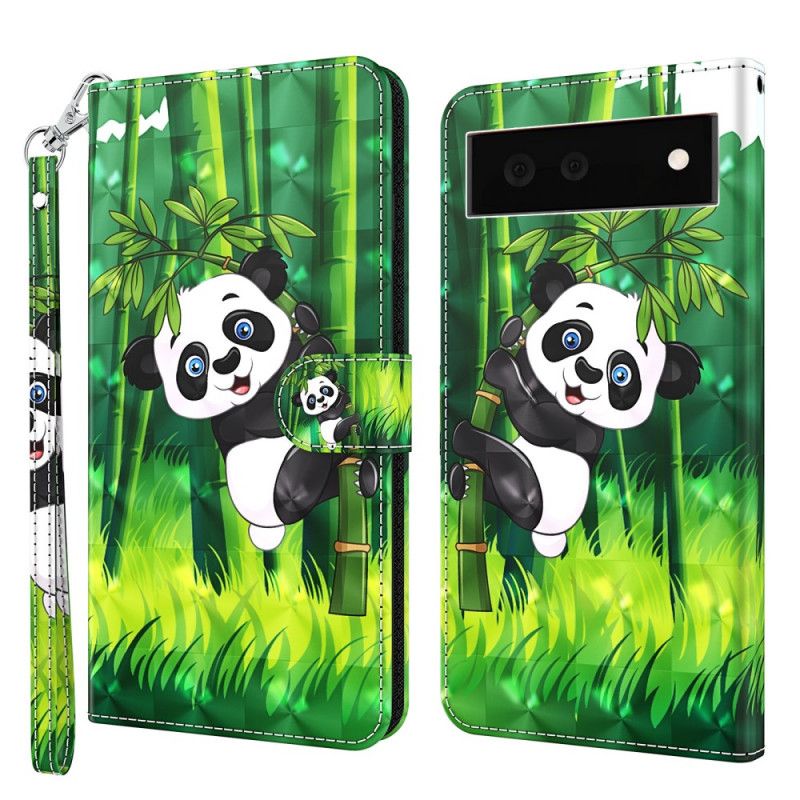 Folio-hoesje Google Pixel 6 Telefoonhoesje Panda En Bamboe