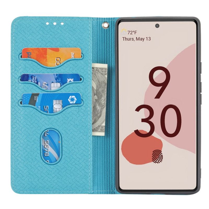 Folio-hoesje Google Pixel 6 Telefoonhoesje Stijl Geweven Lederen Band