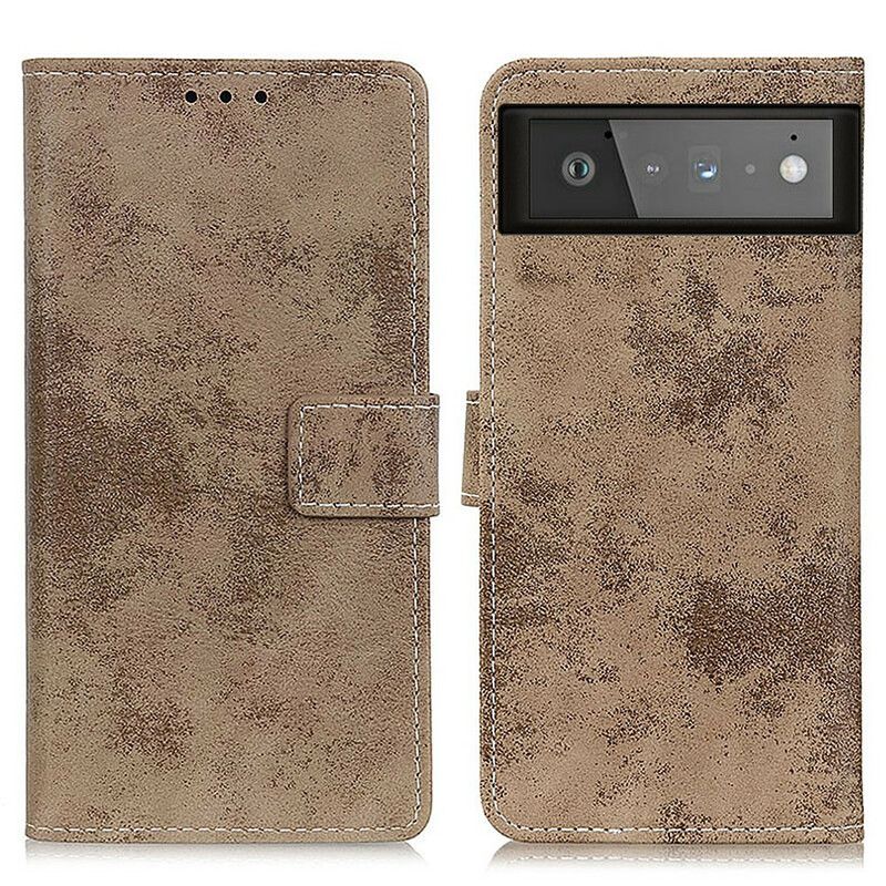 Folio-hoesje Google Pixel 6 Telefoonhoesje Vintage Leereffect