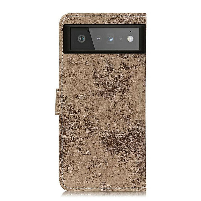 Folio-hoesje Google Pixel 6 Telefoonhoesje Vintage Leereffect