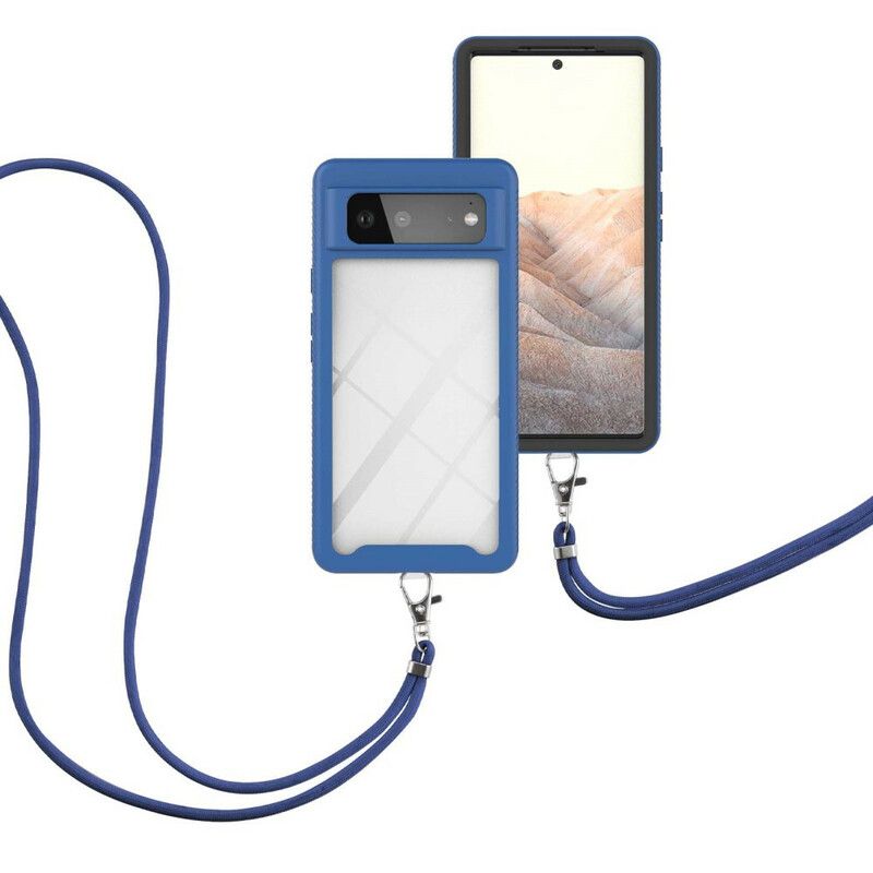 Hoesje Google Pixel 6 Hybride Met Koord En Gekleurde Omtrek